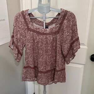 Daytrip Patterned Blouse - Mauve and Cream
